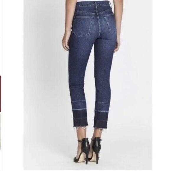 3x1 Shelter Straight Crop Jeans High Rise Dark Spectrum Blue Revolve Size 24 New - Picture 2 of 14